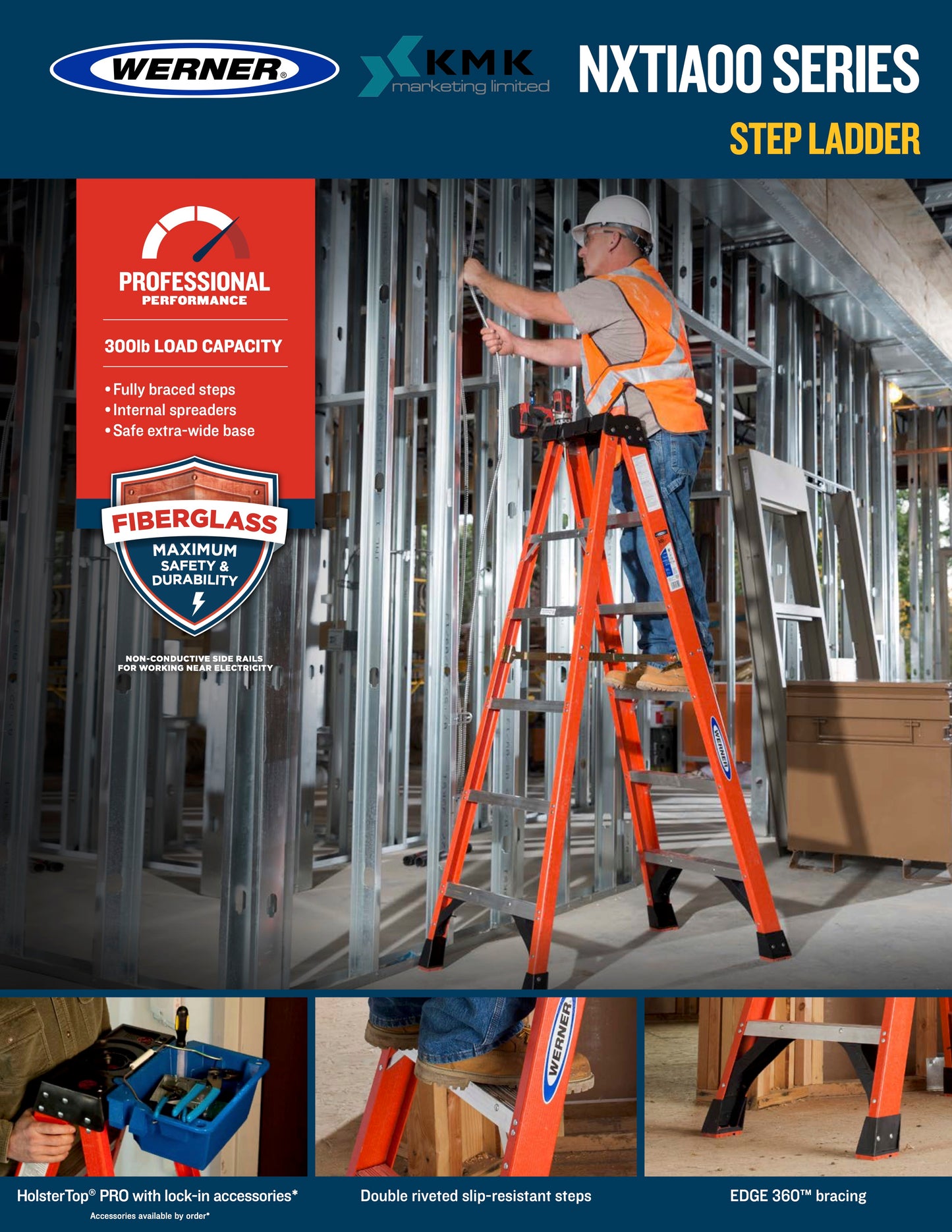 Werner NXT1A00 Series Fibreglass Ladders