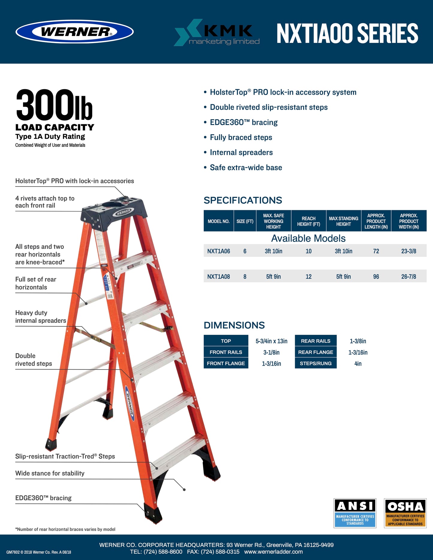 Werner NXT1A00 Series Fibreglass Ladders